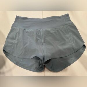 Lululemon speed up lined running short; light blue; women’s size 6
